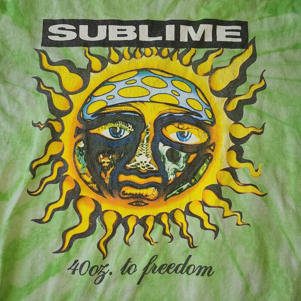 Officially Licensed Sublime 40oz to Freedom Bright Green Tye Dye T-shirt Med